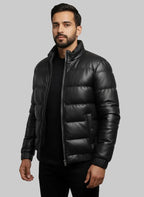 Leather Puffer Black Jacket