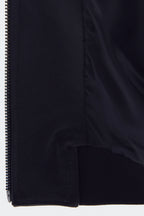 Classic Mock Neck Black Leather Jacket