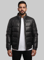 Leather Puffer Black Jacket
