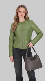 Apple Green Leather Jacket