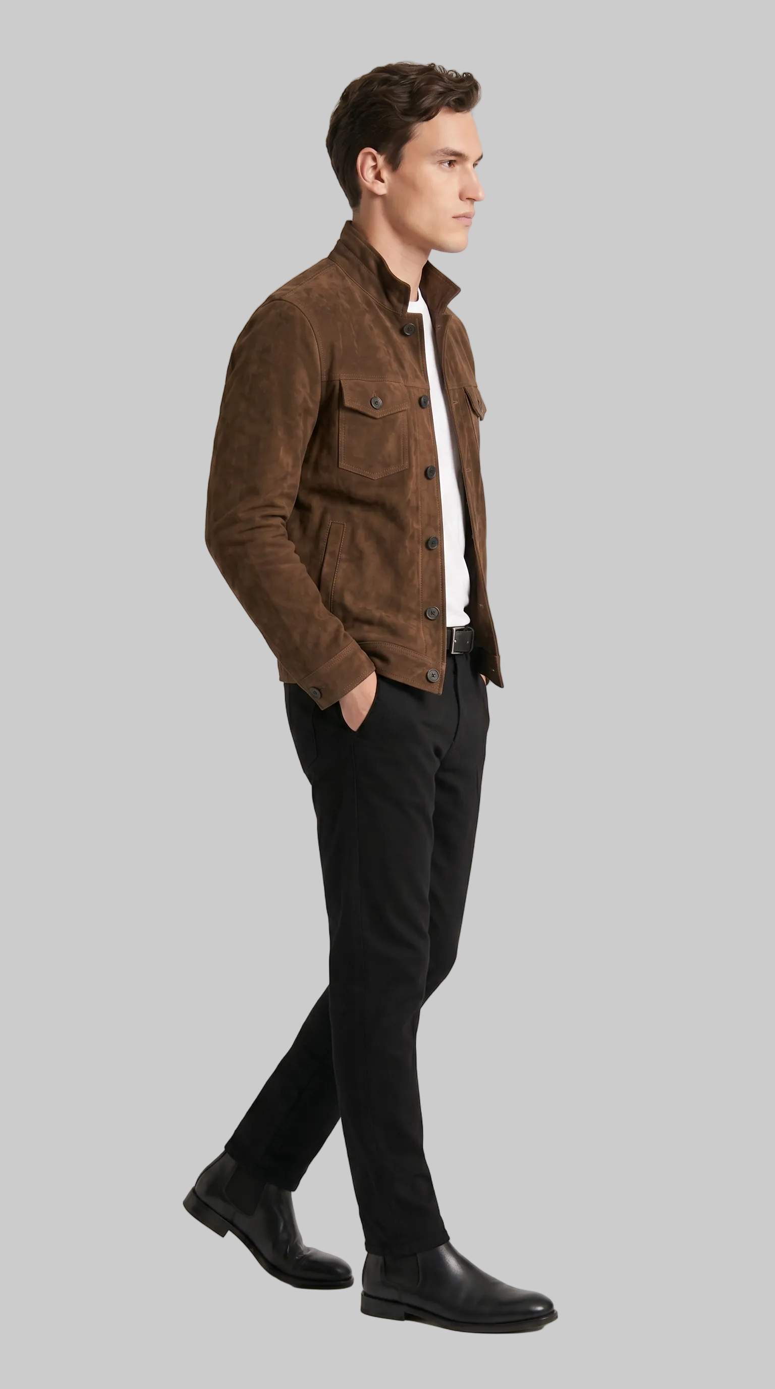 BUTTON UP SUEDE JACKET