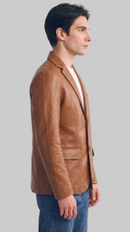 LEATHER  BLAZER BROWN