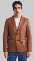 LEATHER  BLAZER BROWN