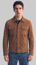 Leather suede zip / button