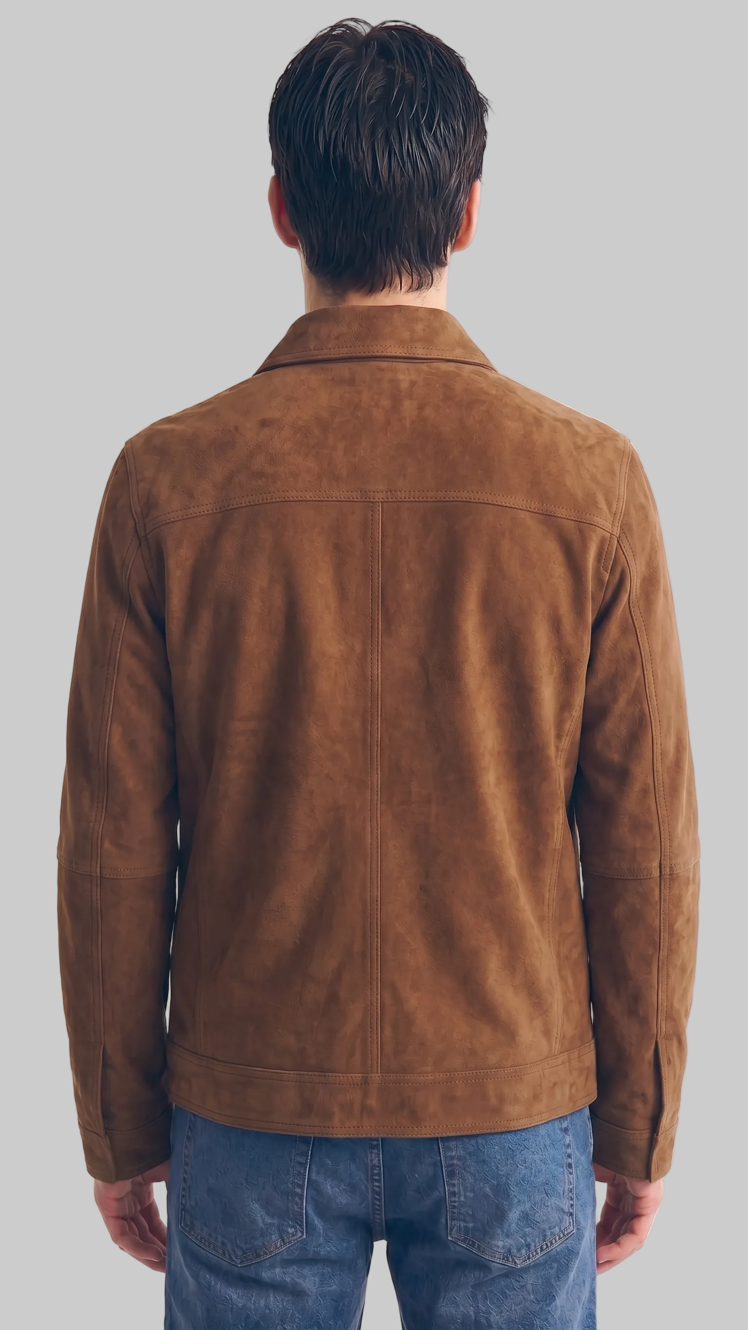 Leather suede zip / button