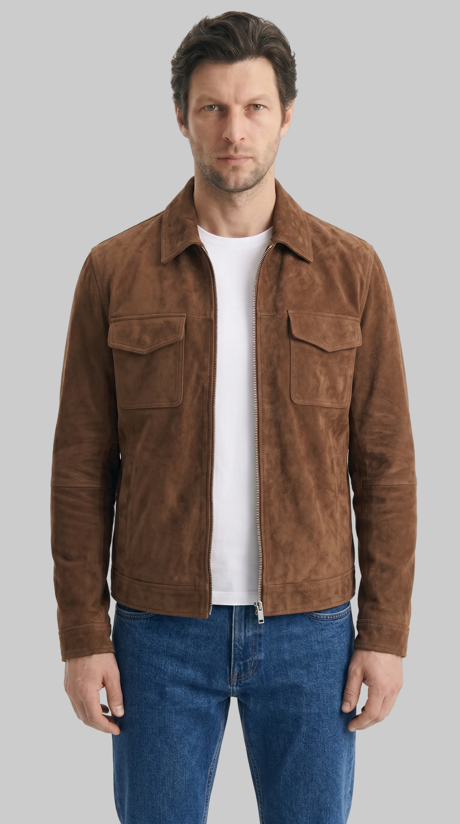 MENS ZIPPER SUEDE JACKET
