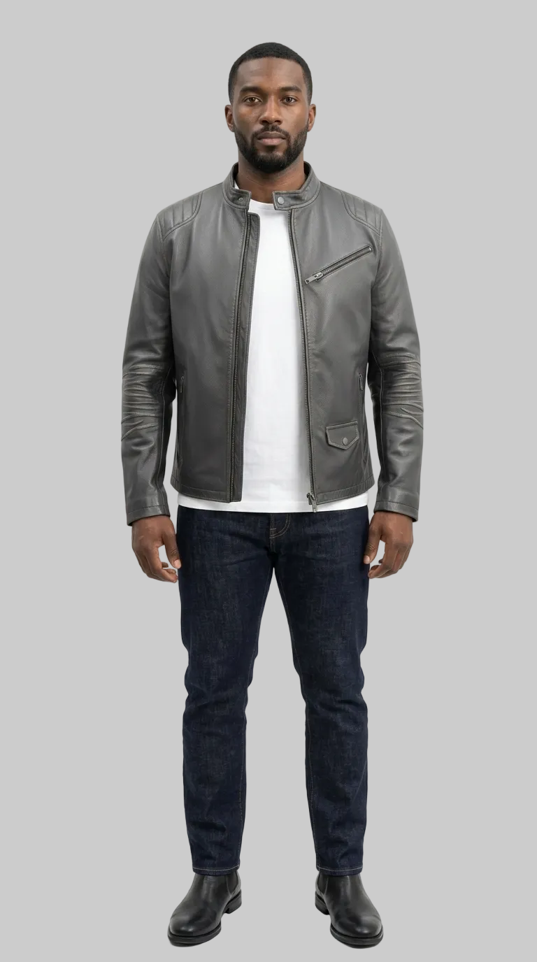 Men's Grey Leather Jackets