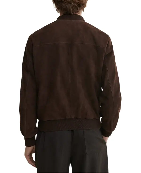 back-view Brown jacket worn by a person on a white background