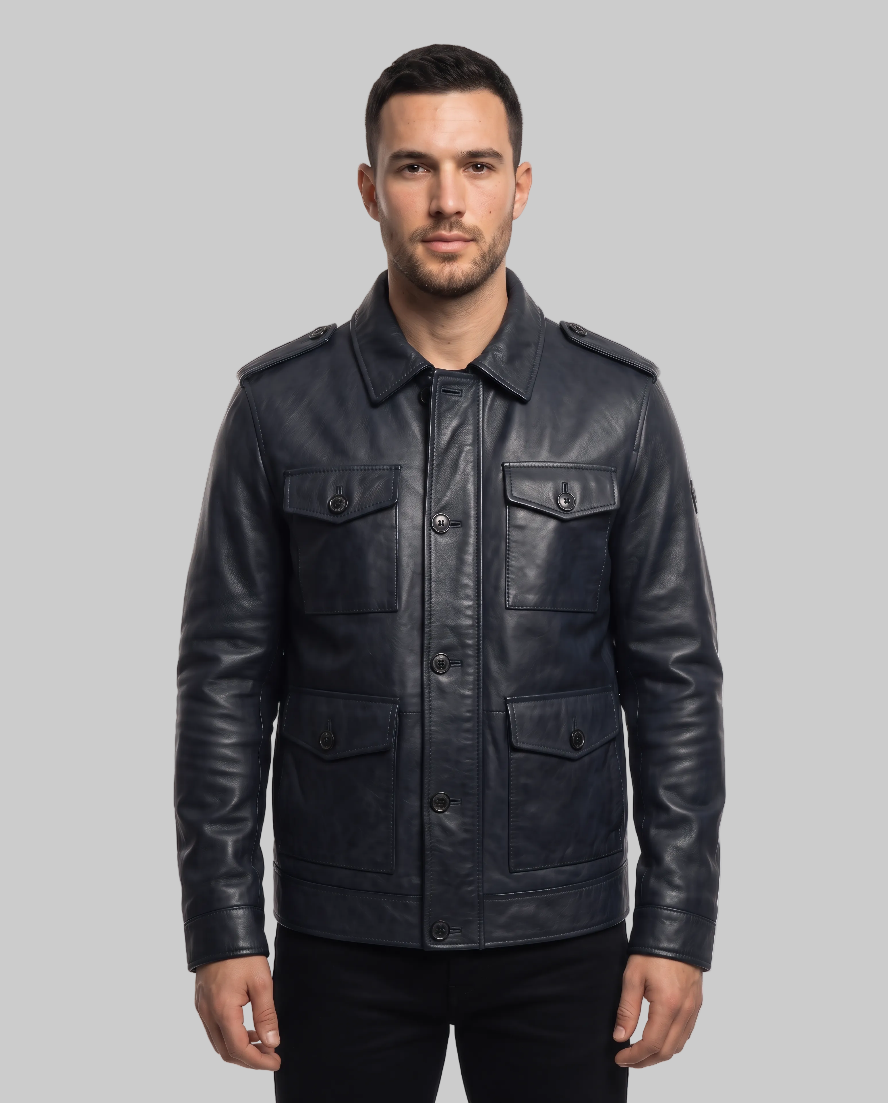 Multi-Pocket Utility Winter Coat leathertex