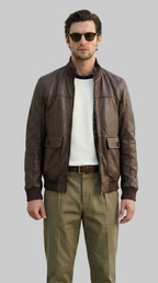 N.COP Brown Leather Bomber
