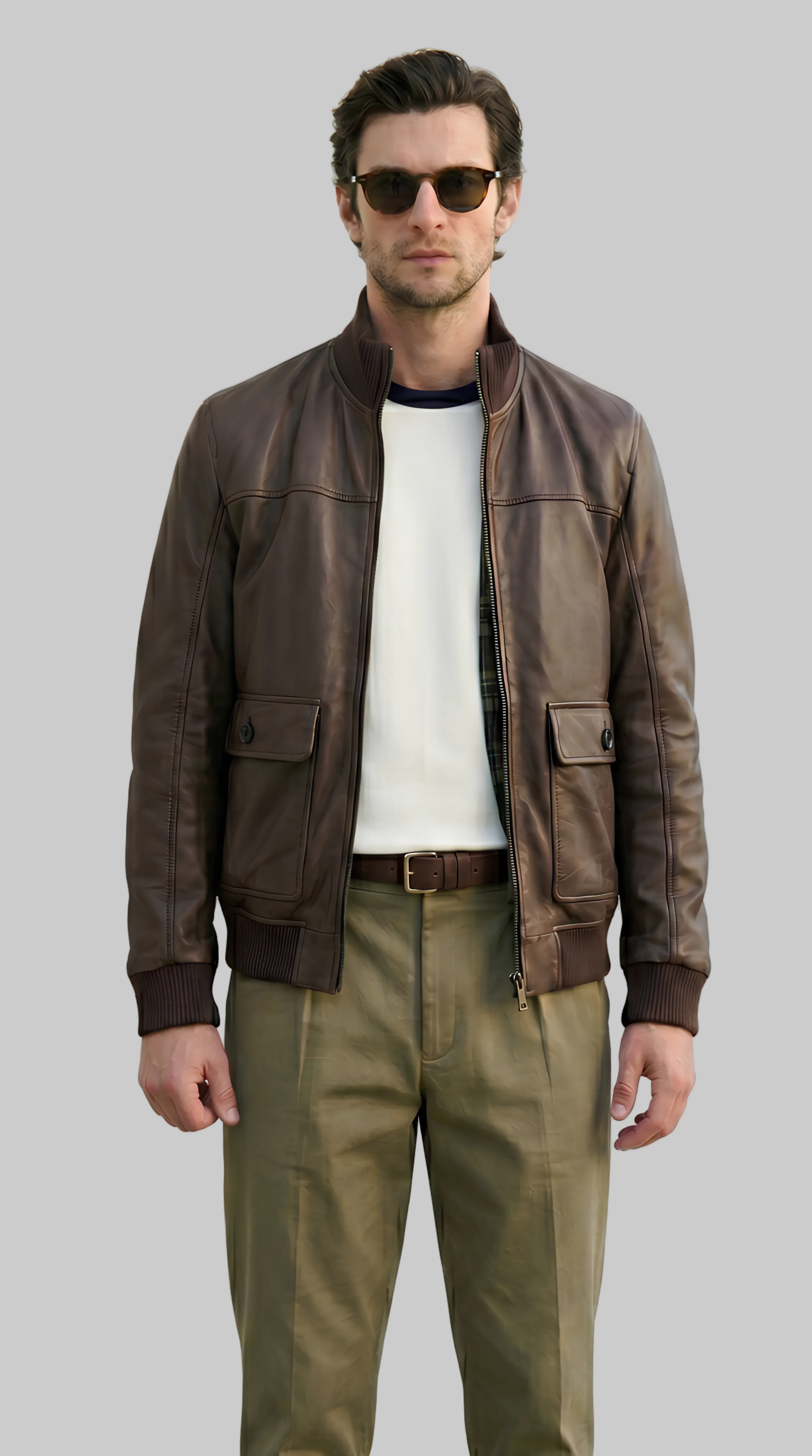 N.COP Brown Leather Bomber