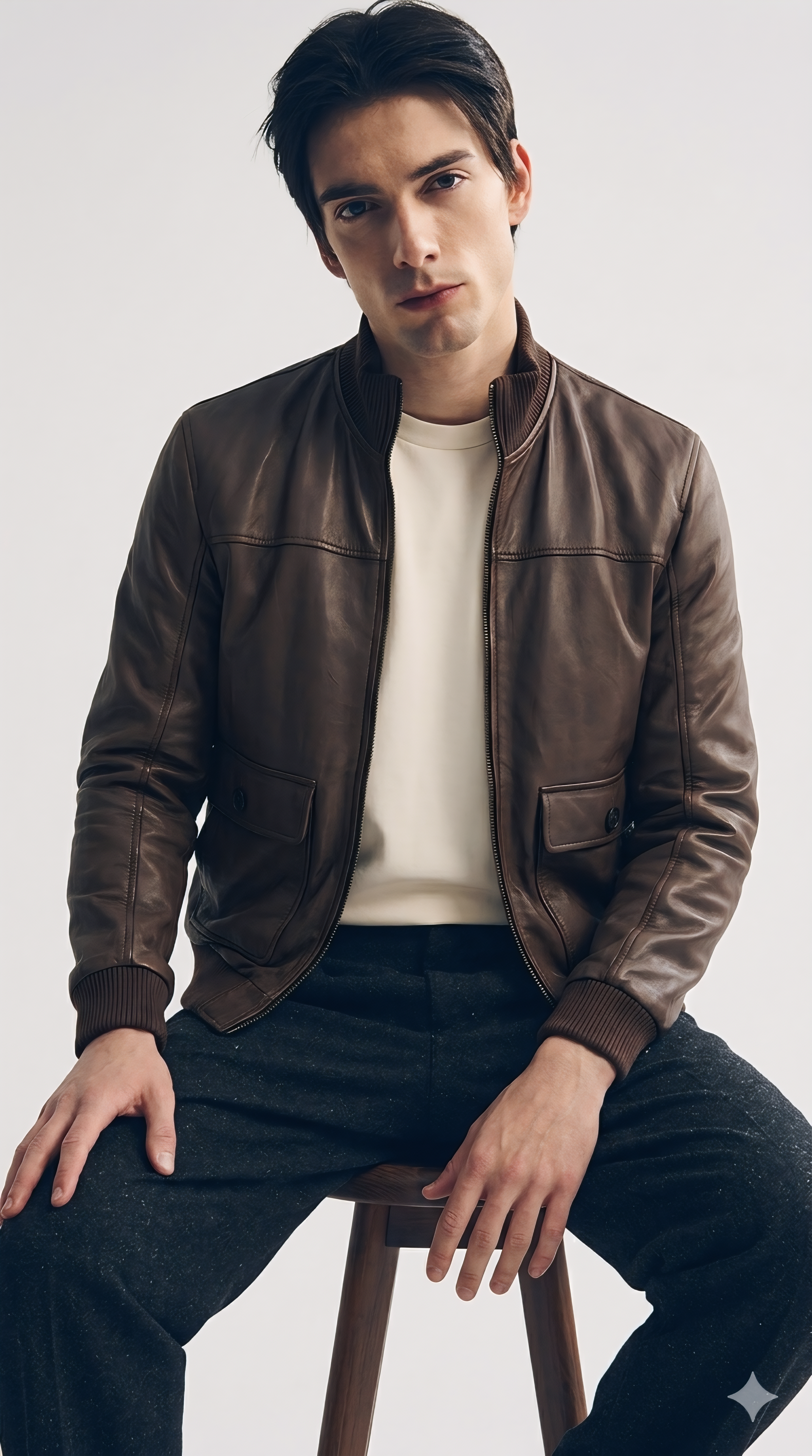 N.COP Brown Leather Bomber