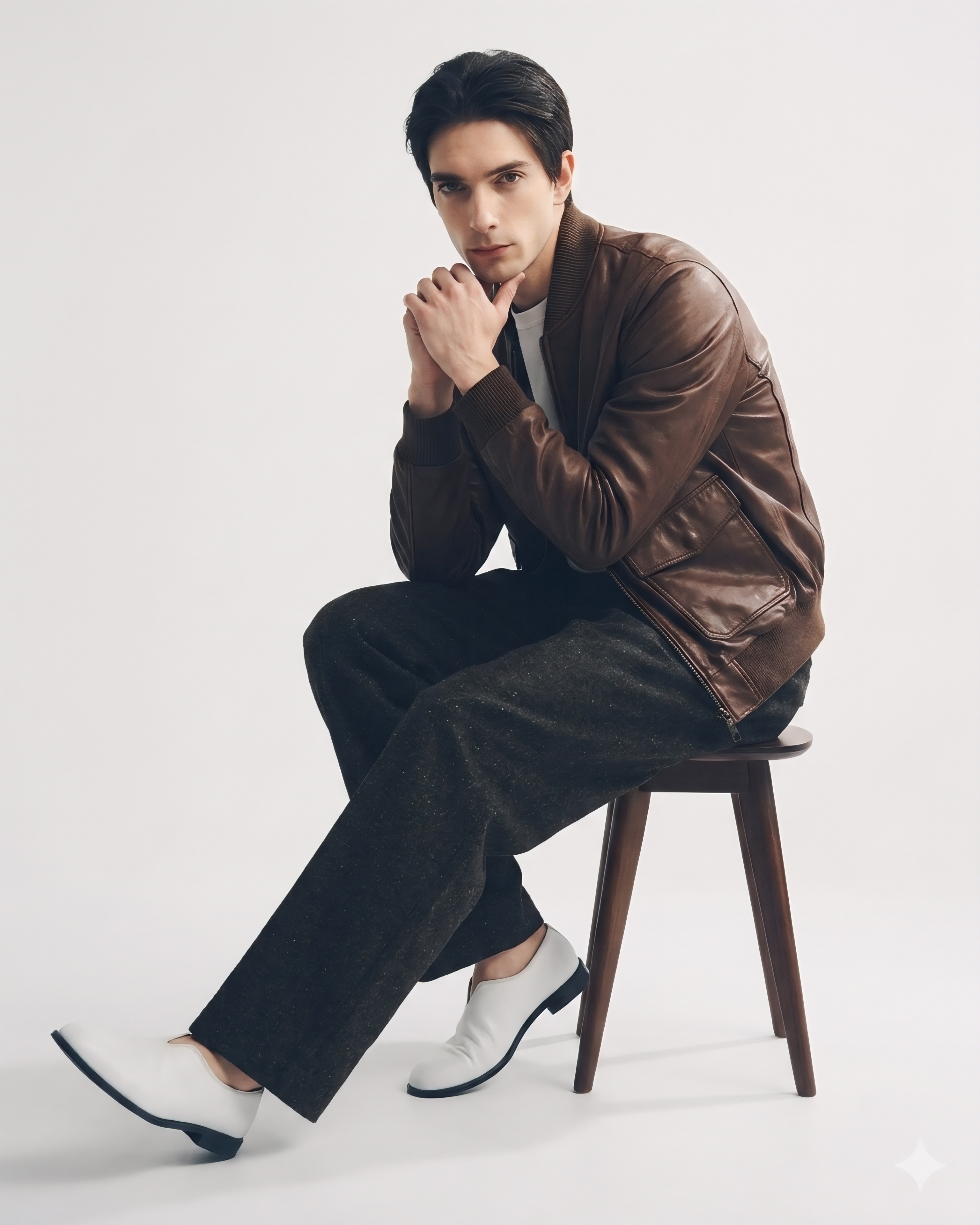 N.COP Brown Leather Bomber