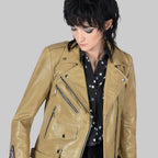 Sand Leather Biker Jacket