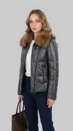 Slim Fit Grey Puffer Jacket