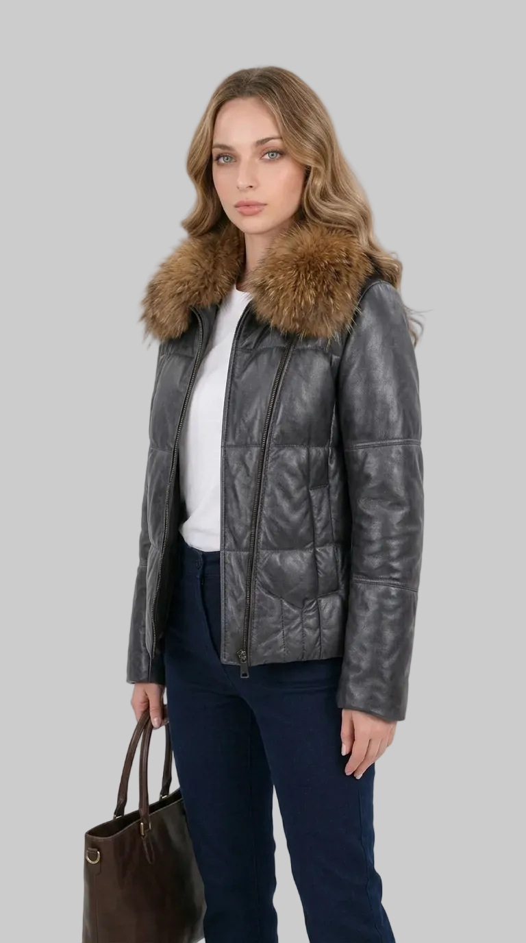 Slim Fit Grey Puffer Jacket