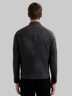 Charcoal Suede Bomber Jacket