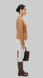 Tan Collarless Leather