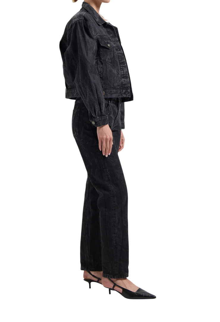 Women's Washed Black Denim Jacket