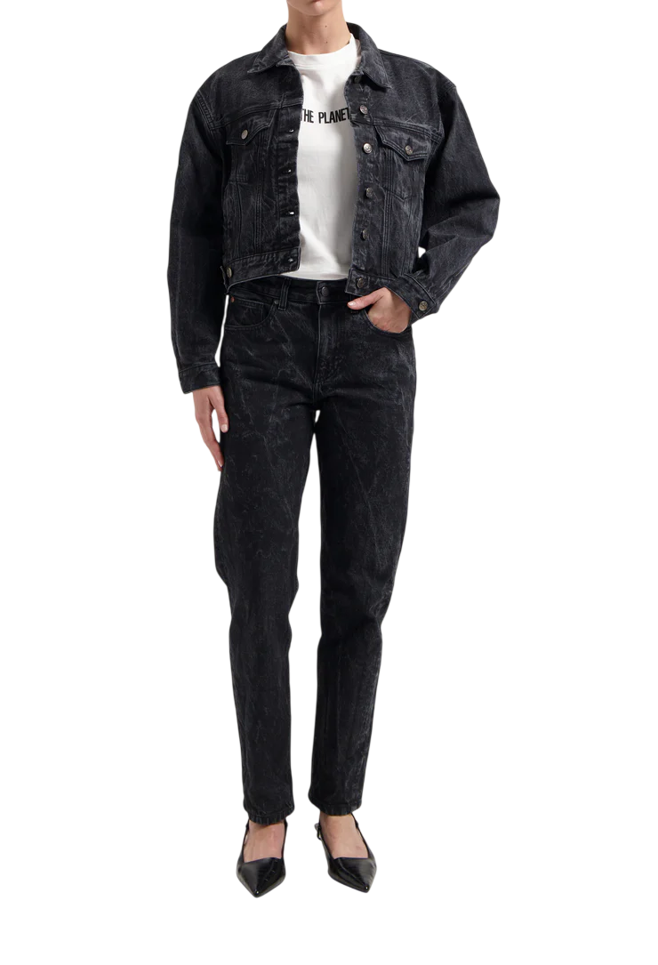 Women's Washed Black Denim Jacket