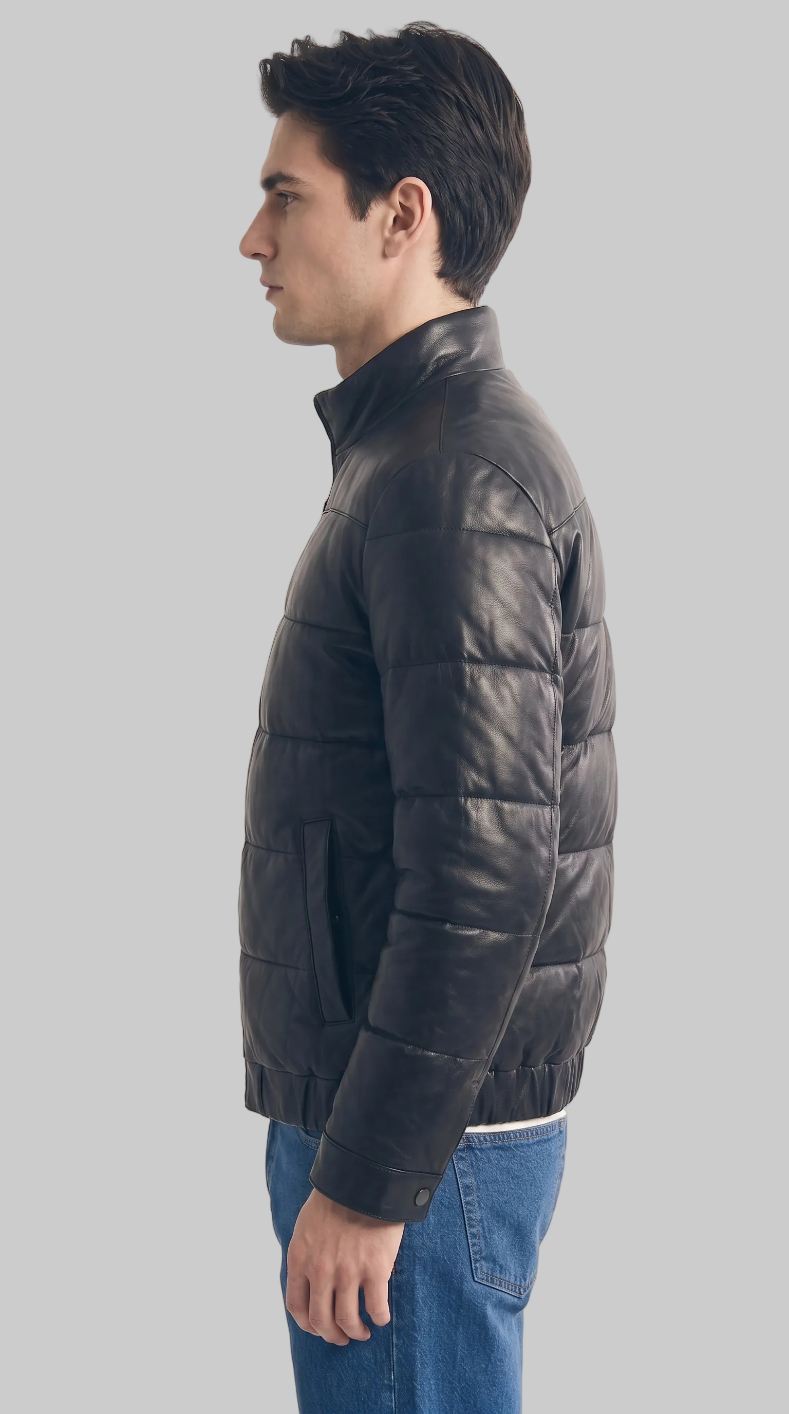 Leather Puffer Black Jacket