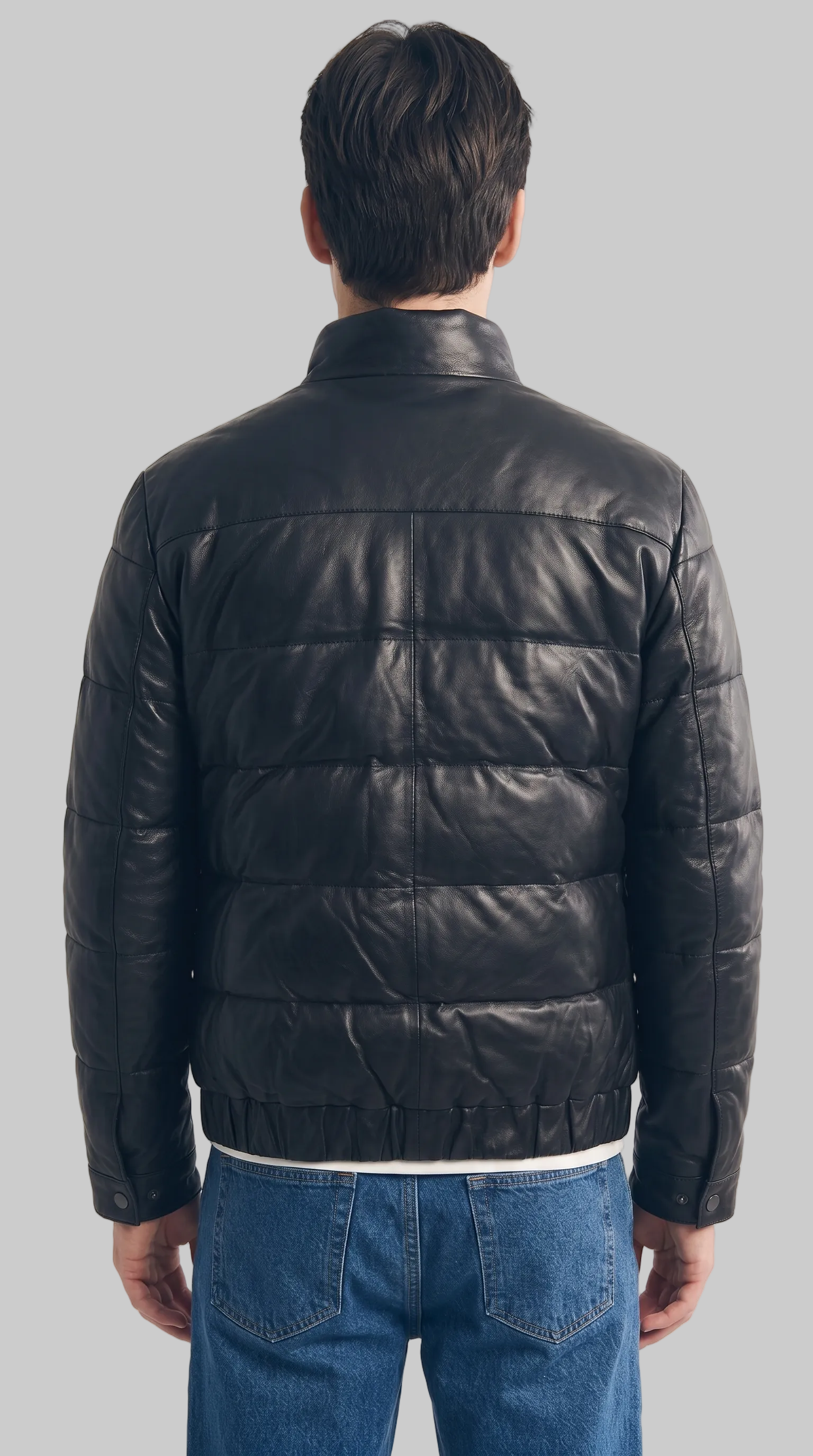 Leather Puffer Black Jacket